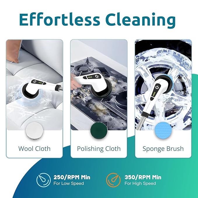 9 in 1 Cordless Electric Spin Scrubber