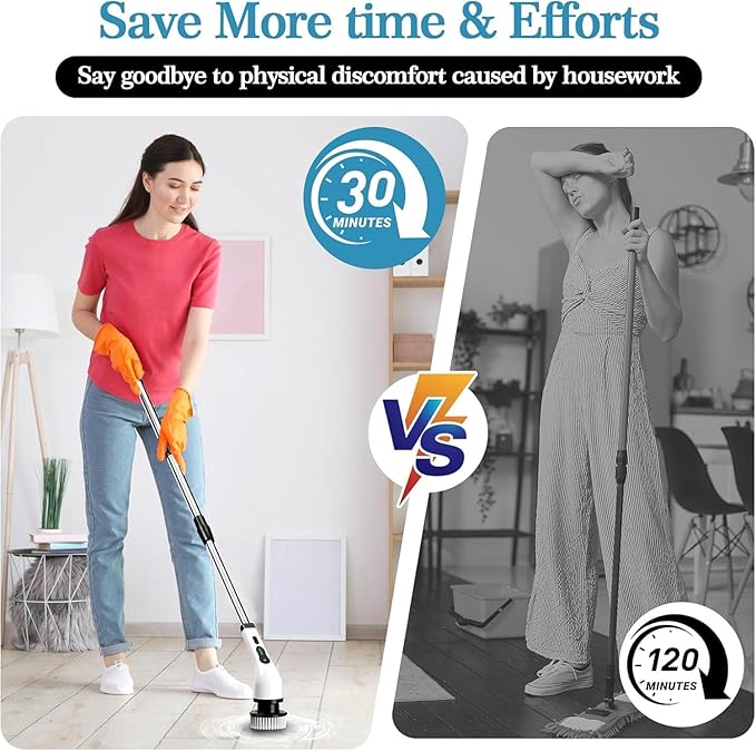 9 in 1 Cordless Electric Spin Scrubber