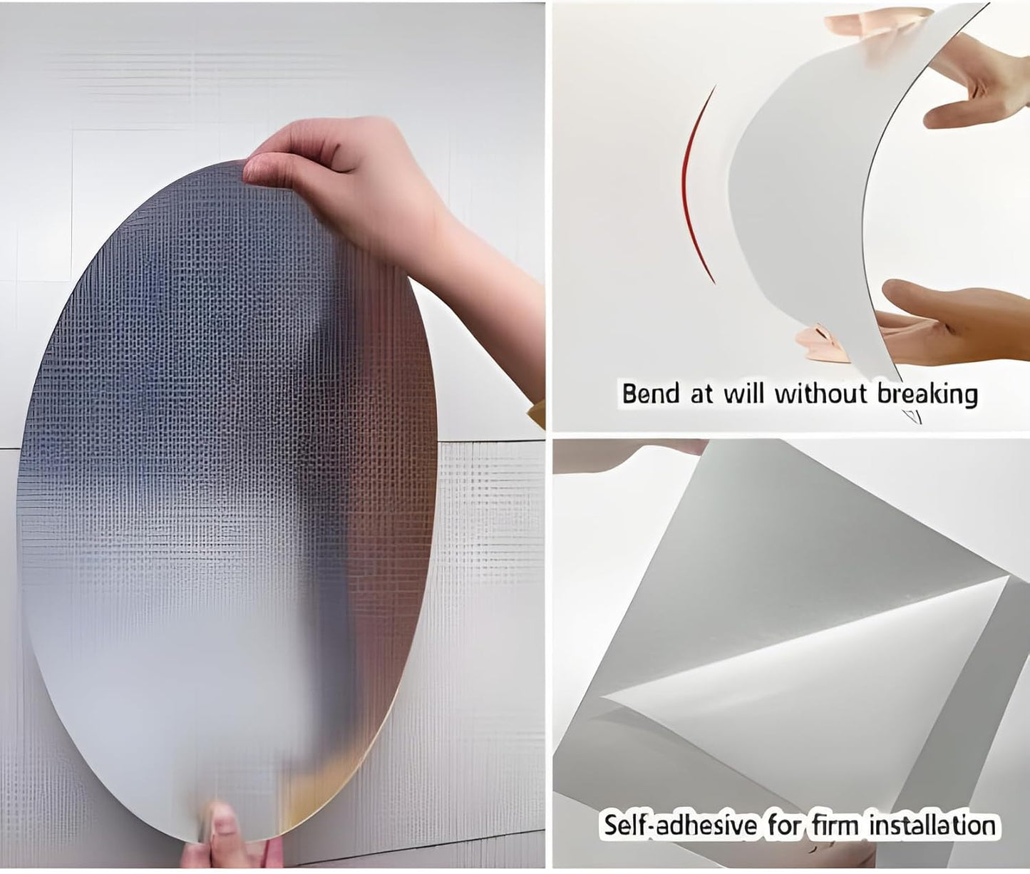 Oval Shape Adhesive Mirror Sticker for Wall